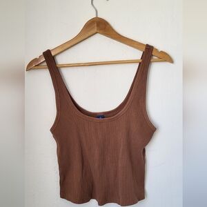 Old navy brown ribbed cropped tank top